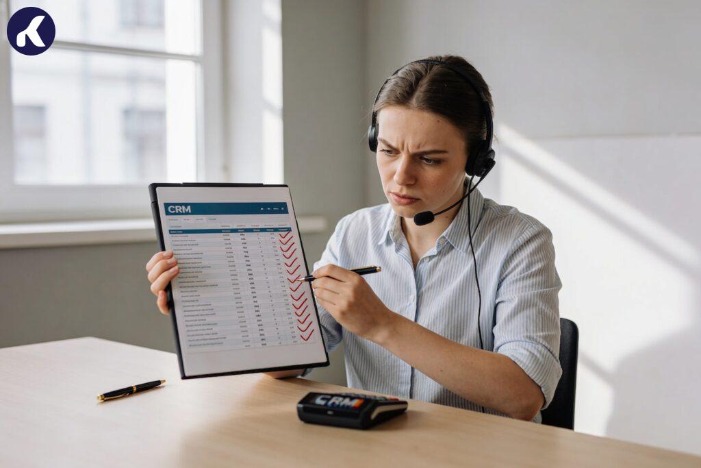 Менеджер з продажів працює з CRM-системою під час кризи щоб не втрачати ліди